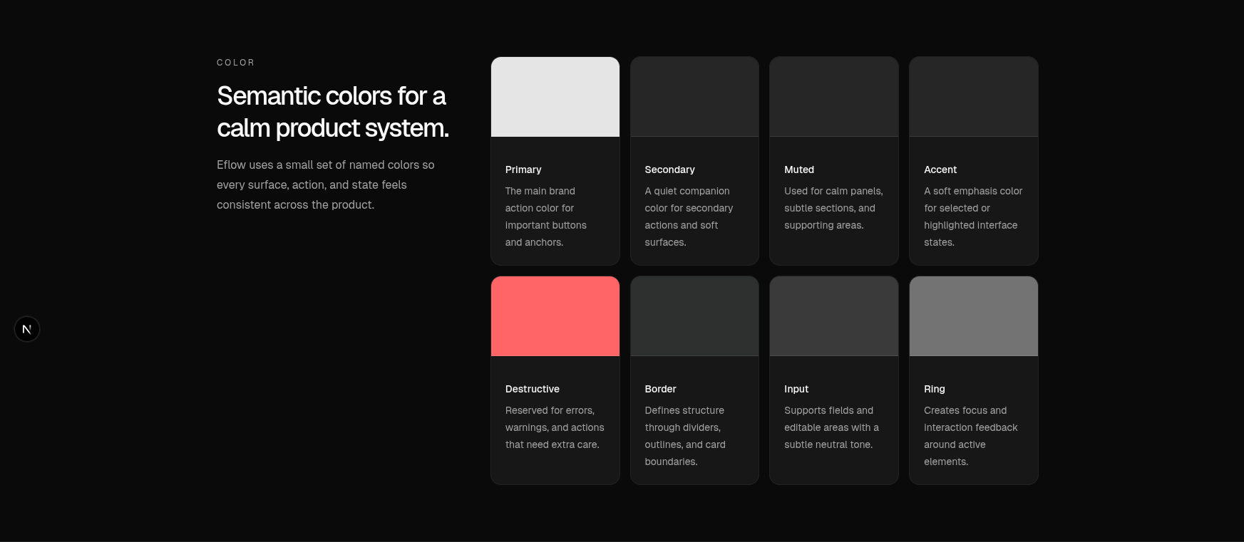 Eflow brand color palette and design system colors