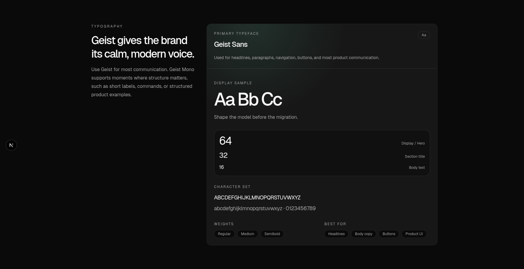 Eflow typography system showing font families and type scale