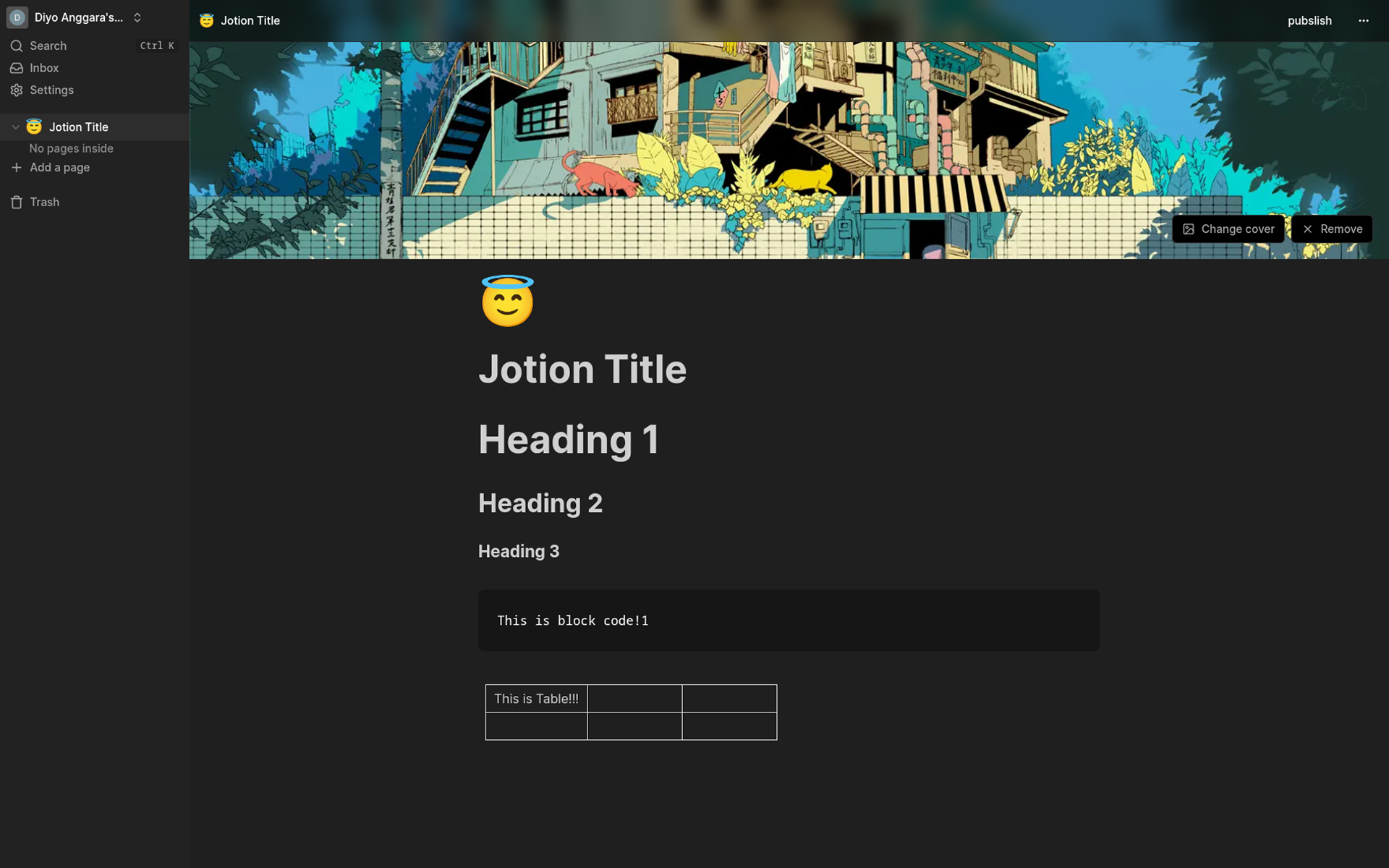 Jotion content overview showing nested documents and organization